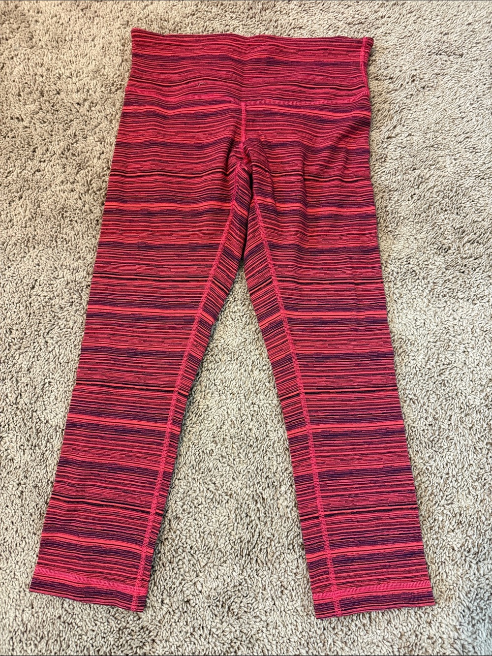 lululemon athletica Red and Black Striped cropped Leggings